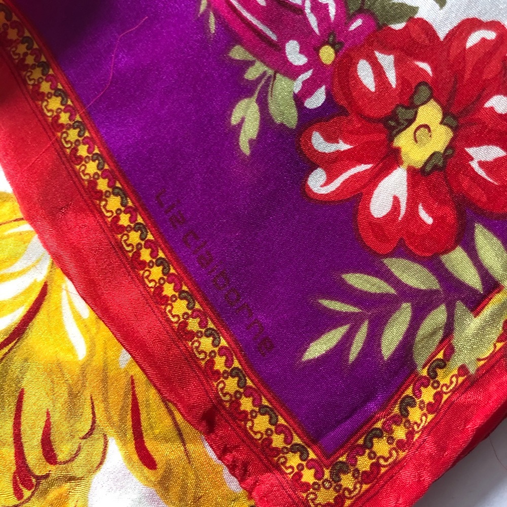 Liz Claiborne Fancy Floral Long Silk Scarf - Picture 3 of 4